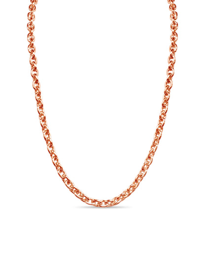 Fancy Rolo Solid White/Yellow/Rose Gold Handmade Necklace , 7mm, 16-30 Inch