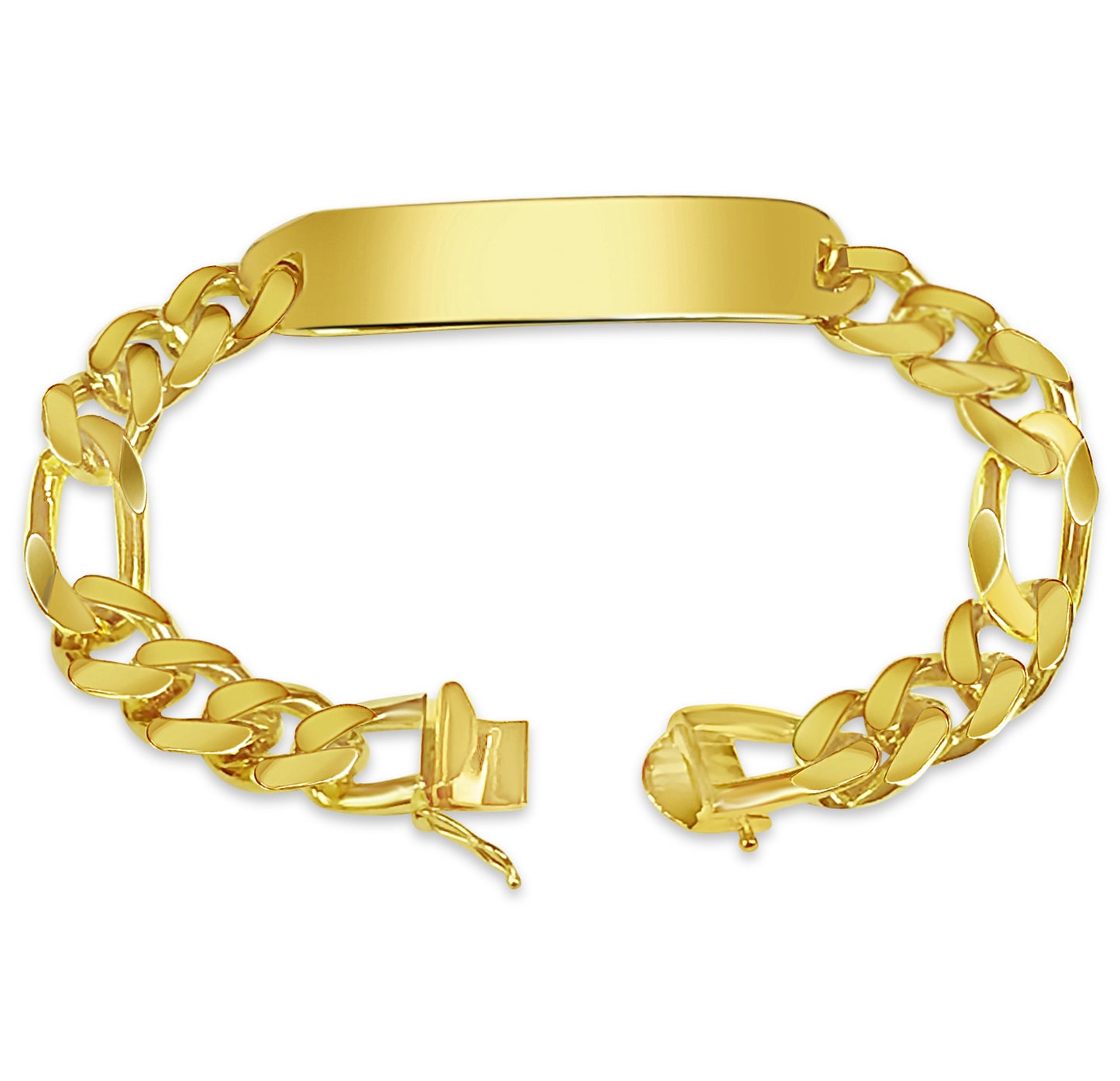 ID Figaro Solid White/Yellow/Rose Gold Handmade Bracelet , 12mm, 6.5-10 Inch