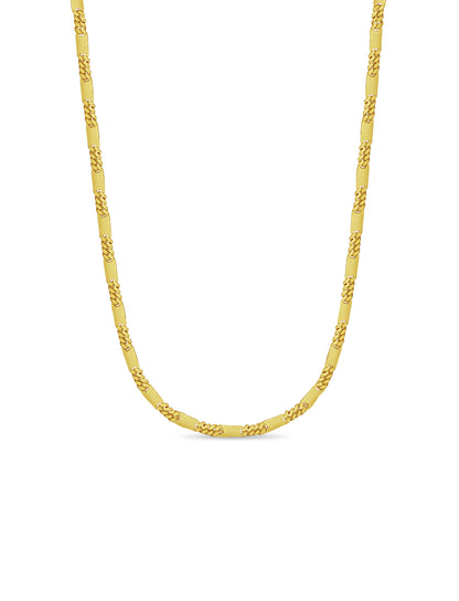 Figaro Bar Solid White/Yellow/Rose Gold Handmade Necklace , 8mm, 16-30 Inch