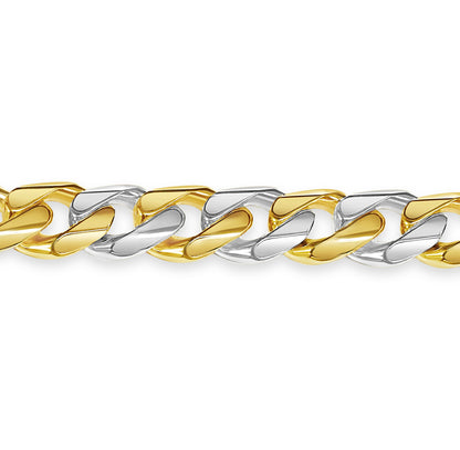 Curb Solid White/Yellow/Rose Gold Handmade Bracelet , 13mm, 6.5-10 Inch