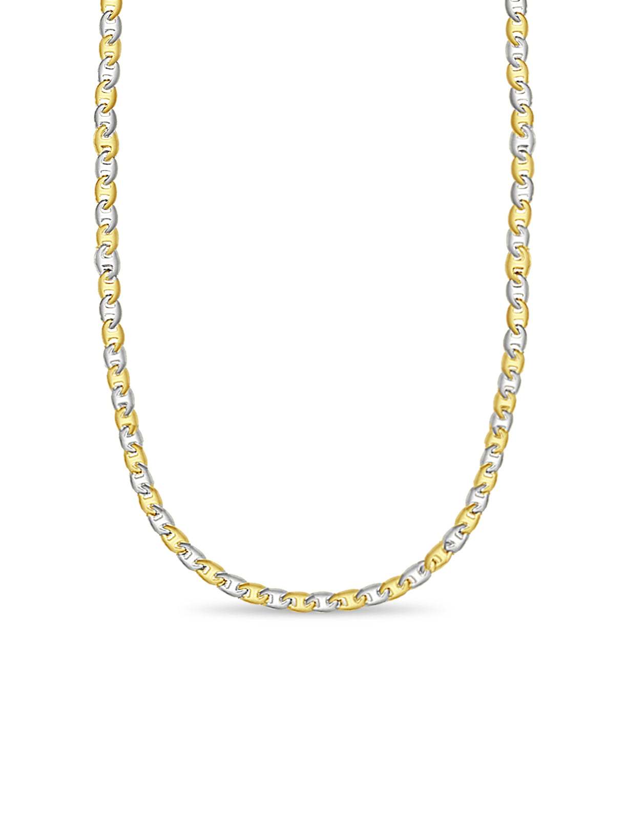 Mariner Solid White/Yellow/Rose Gold Handmade Necklace , 9mm, 16-30 Inch