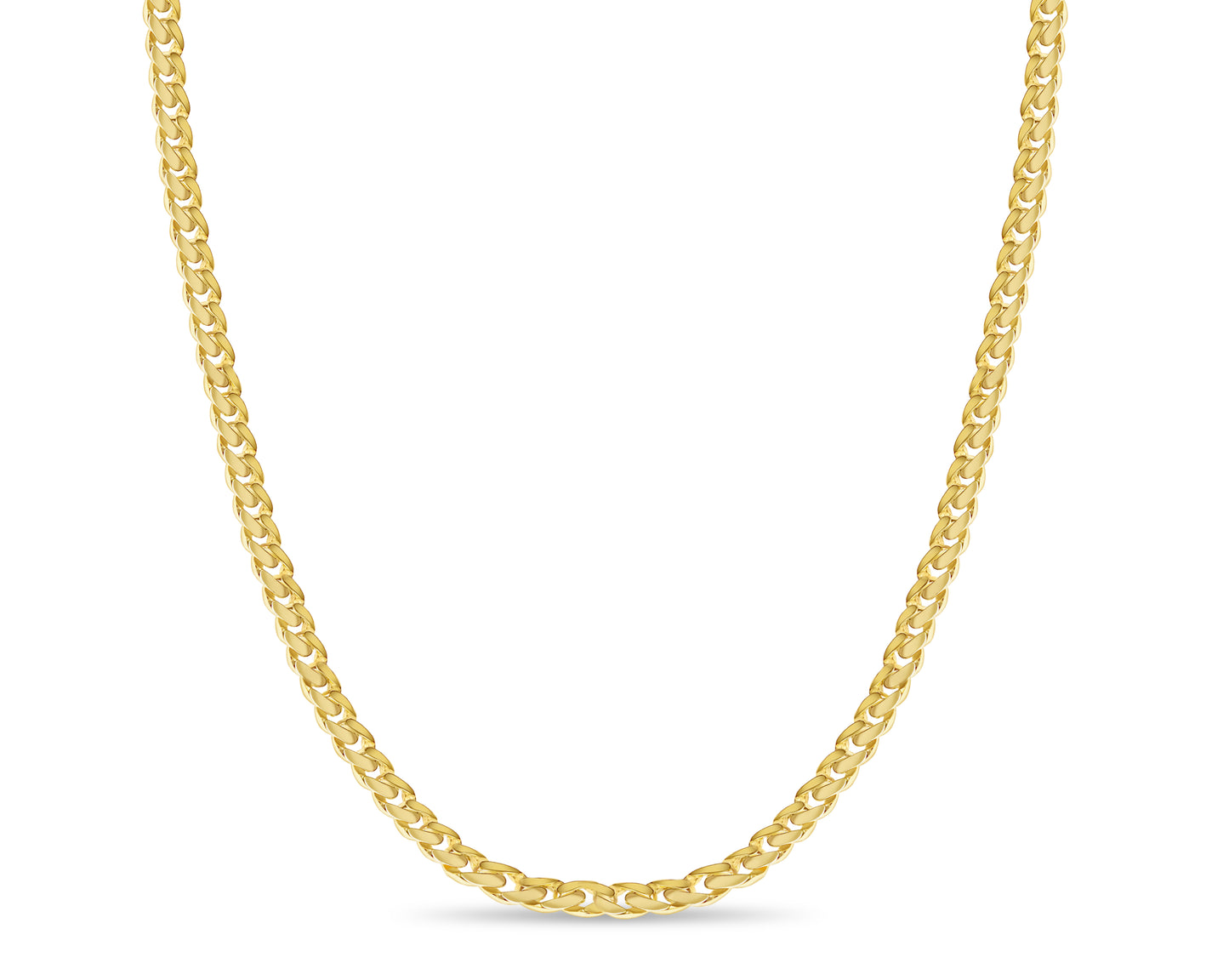 Curb Solid White/Yellow/Rose Gold Handmade Necklace , 11mm, 16-30 Inch