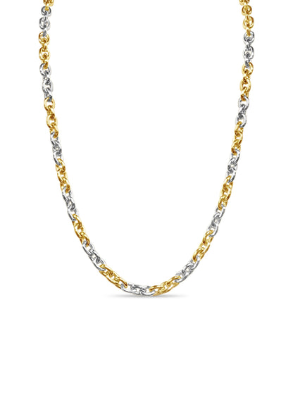 Fancy Rolo Solid White/Yellow/Rose Gold Handmade Necklace , 7mm, 16-30 Inch