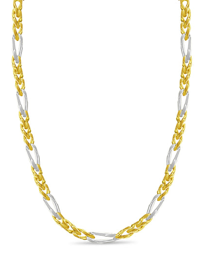 Figaro Solid White/Yellow/Rose Gold Handmade Necklace , 12mm, 16-30 Inch