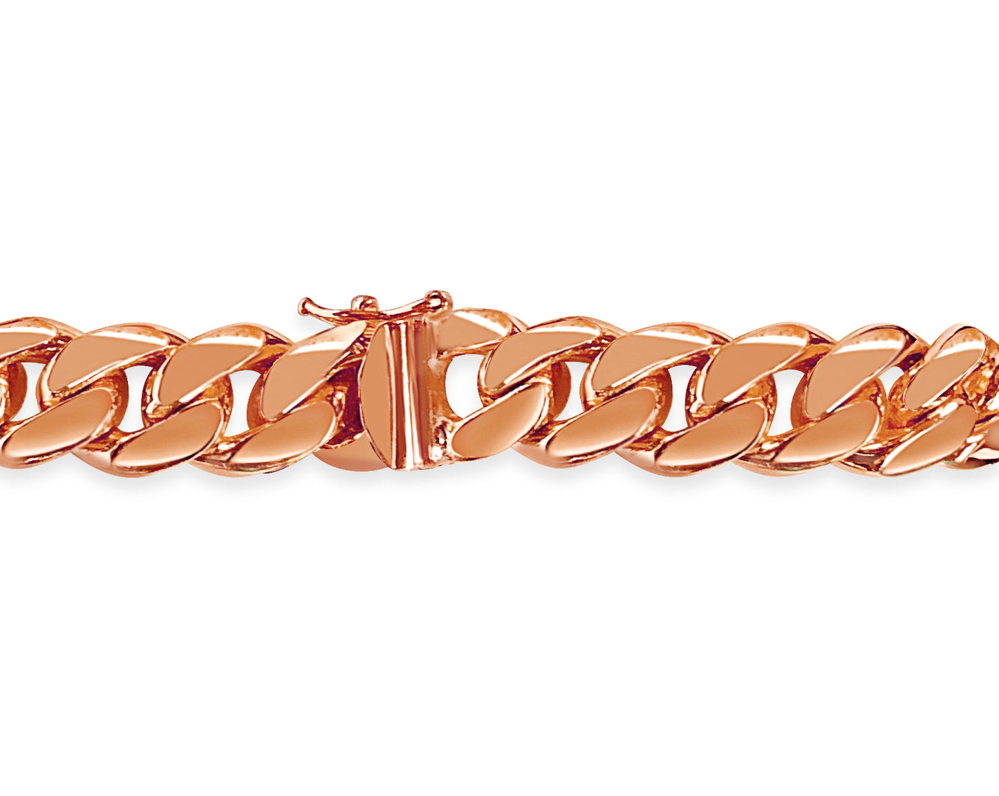 Curb Solid White/Yellow/Rose Gold Handmade Bracelet , 11mm, 6.5-10 Inch