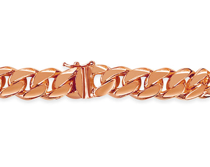 Curb Solid White/Yellow/Rose Gold Handmade Bracelet , 11mm, 6.5-10 Inch