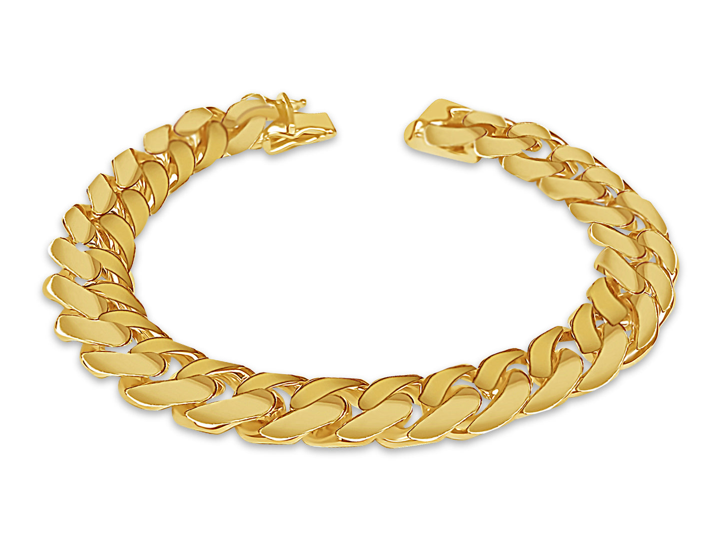 Miami Cuban Solid White/Yellow/Rose Gold Handmade Bracelet , 13mm, 6.5-10 Inch