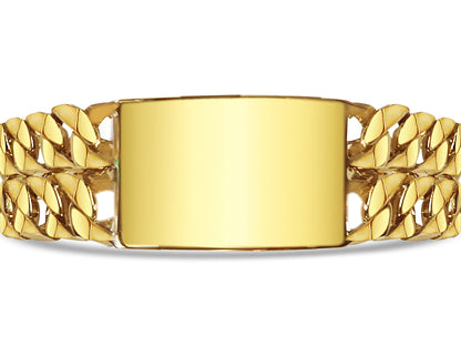 ID Curb Solid White/Yellow/Rose Gold Handmade Bracelet , 27mm, 6.5-10 Inch