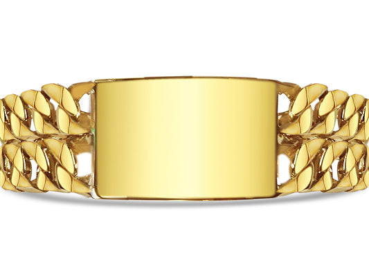 ID Curb Solid White/Yellow/Rose Gold Handmade Bracelet , 27mm, 6.5-10 Inch