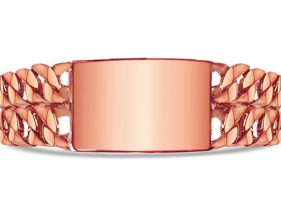 ID Curb Solid White/Yellow/Rose Gold Handmade Bracelet , 27mm, 6.5-10 Inch