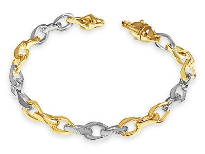 Anchor Mariner Solid White/Yellow/Rose Gold Handmade Bracelet , 7mm, 6.5-10 Inch