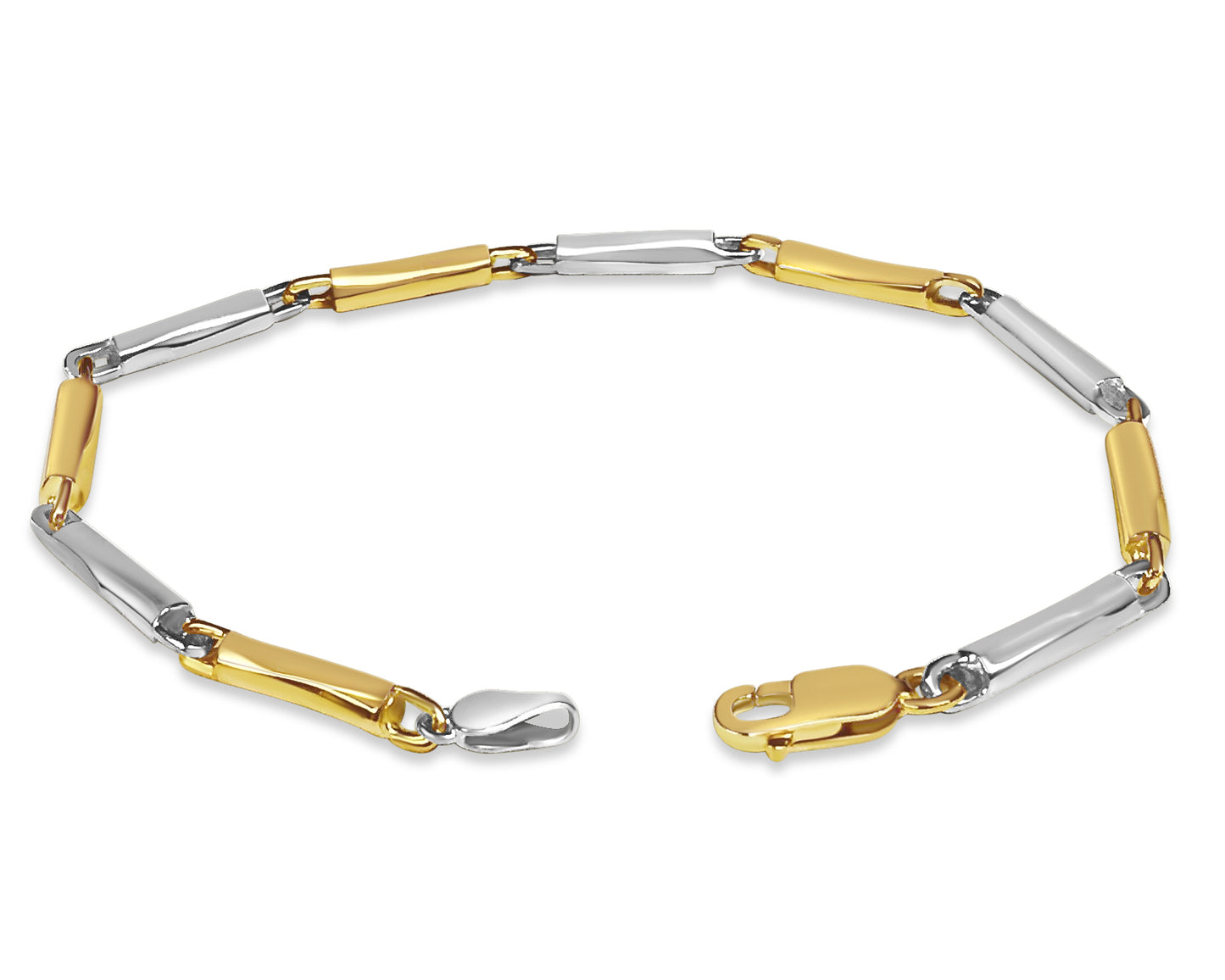 Cylinder Tube Solid White/Yellow/Rose Gold Handmade Bracelet , 4mm, 6.5-10 Inch