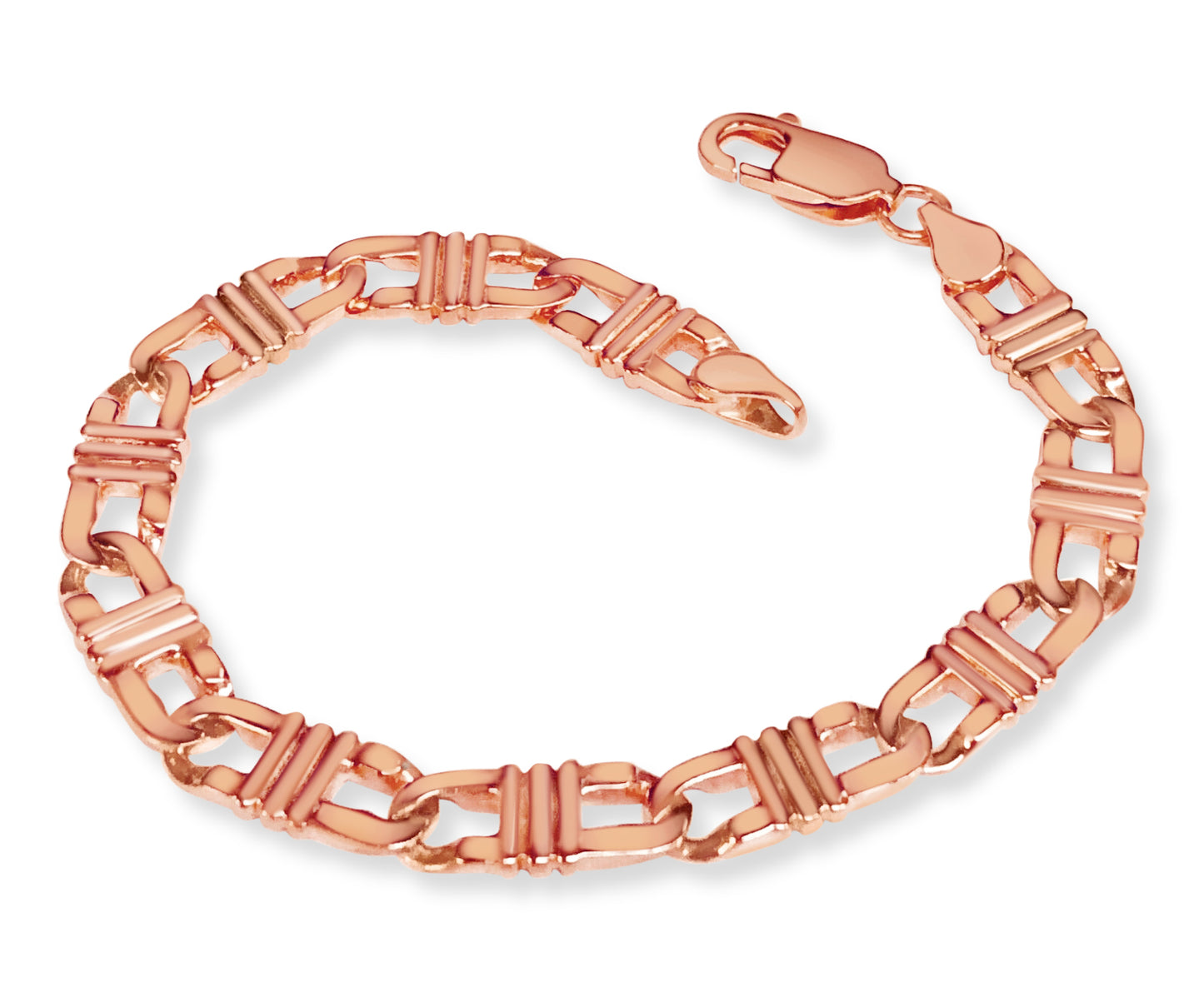 Flat Solid White/Yellow/Rose Gold Handmade Bracelet , 7mm, 6.5-10 Inch