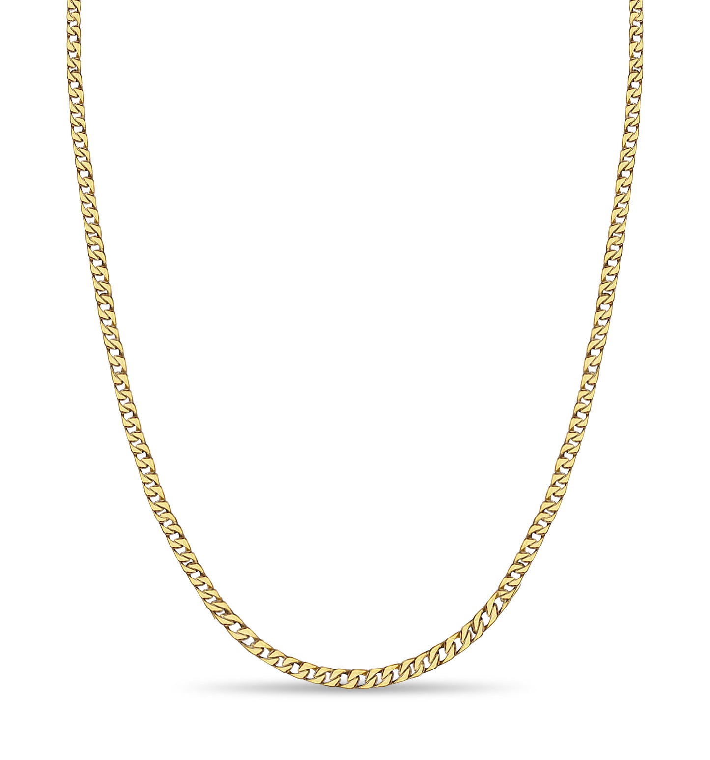 Curb Solid White/Yellow/Rose Gold Handmade Necklace , 9mm, 16-30 Inch