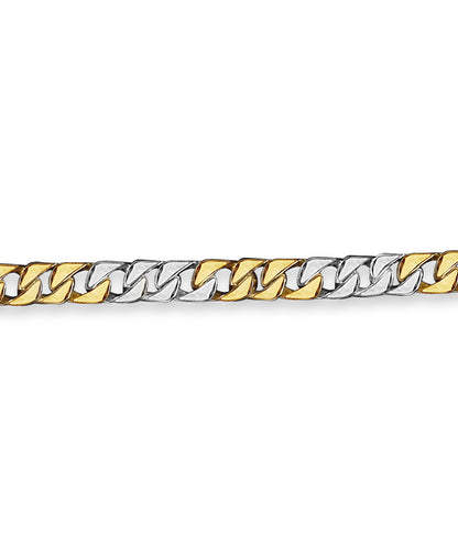 Curb Solid White/Yellow/Rose Gold Handmade Bracelet , 9mm, 6.5-10 Inch