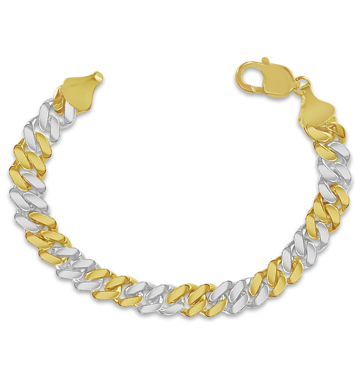 Miami Cuban Solid White/Yellow/Rose Gold Handmade Bracelet , 7mm, 6.5-10 Inch