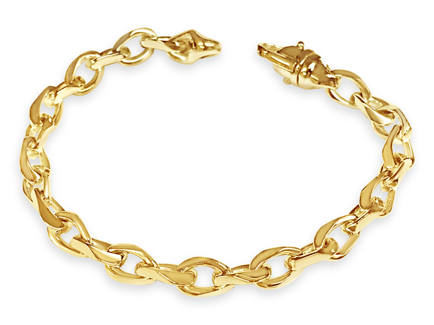 Anchor Mariner Solid White/Yellow/Rose Gold Handmade Bracelet , 7mm, 6.5-10 Inch