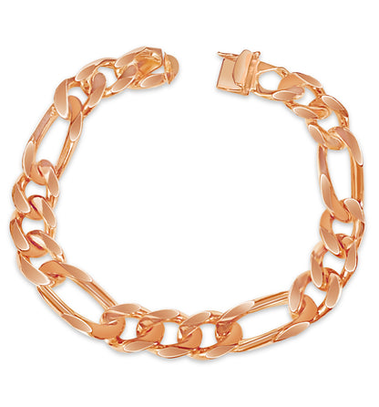 Figaro Solid White/Yellow/Rose Gold Handmade Bracelet , 12mm, 6.5-10 Inch