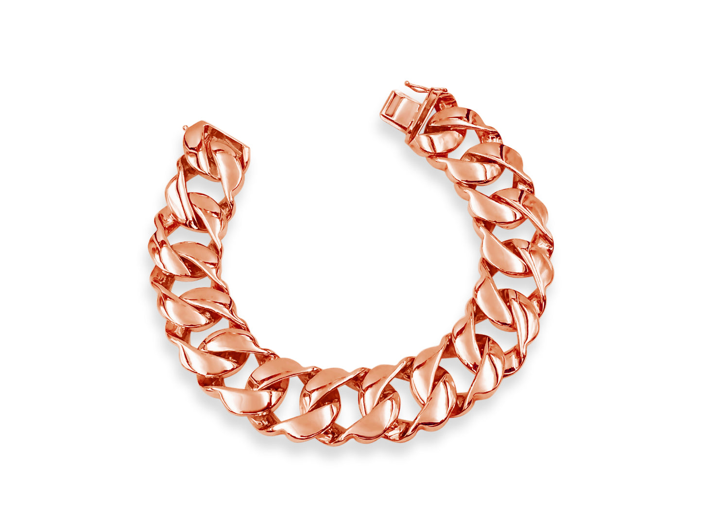 Curb Solid White/Yellow/Rose Gold Handmade Bracelet , 20mm, 6.5-10 Inch