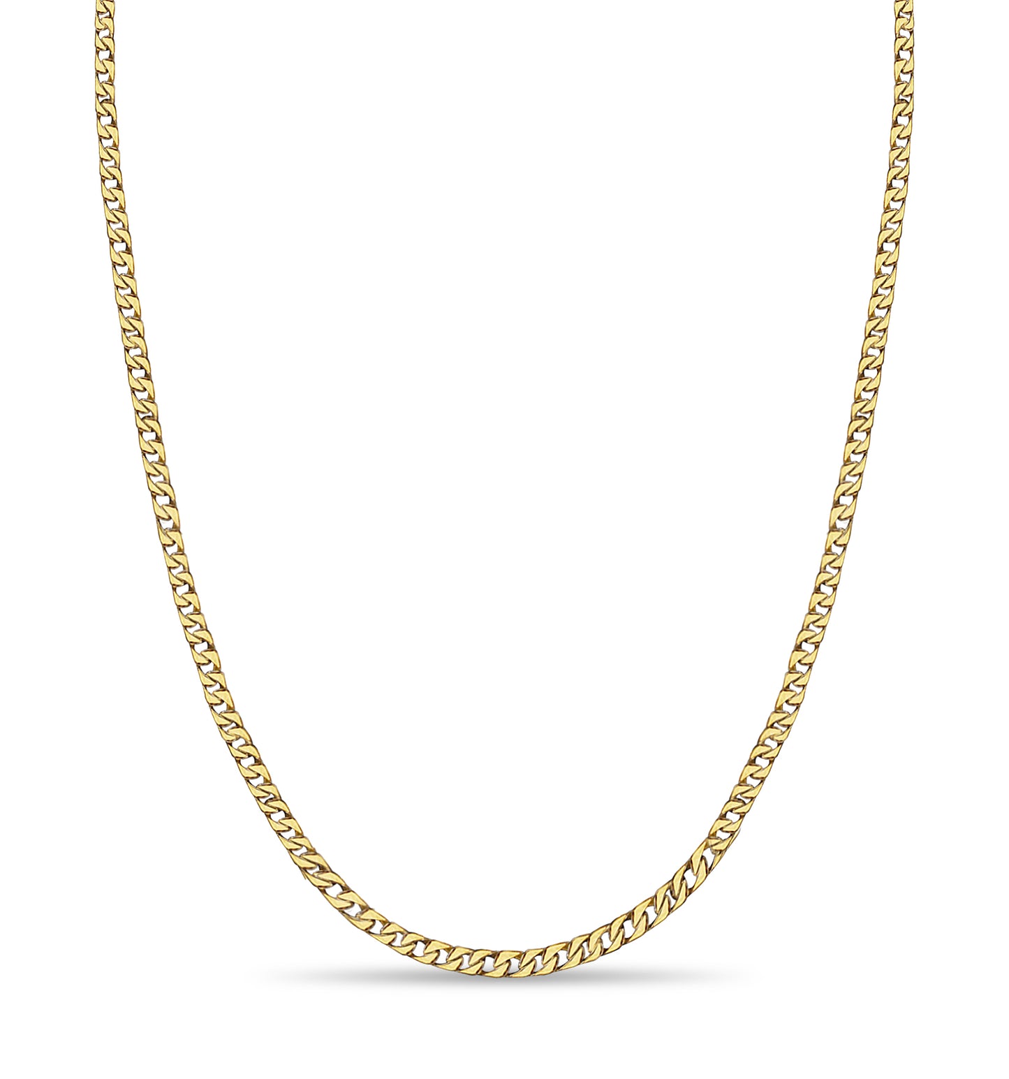 Curb Solid White/Yellow/Rose Gold Handmade Necklace , 9mm, 16-30 Inch