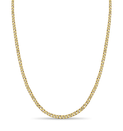 Curb Solid White/Yellow/Rose Gold Handmade Necklace , 9mm, 16-30 Inch