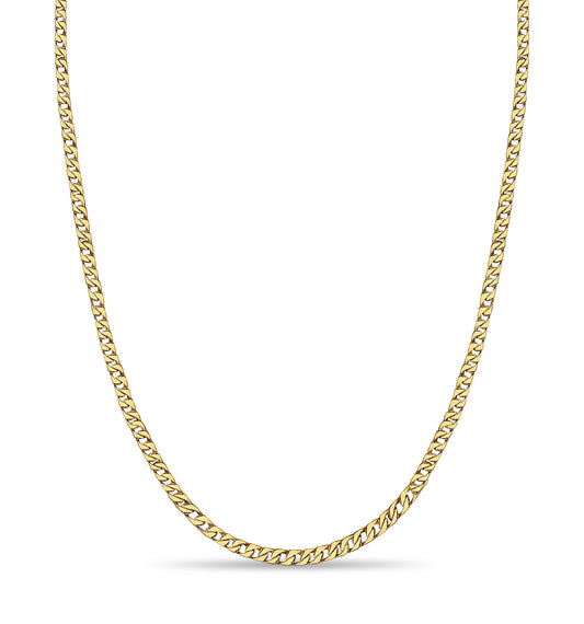 Curb Solid White/Yellow/Rose Gold Handmade Necklace , 9mm, 16-30 Inch