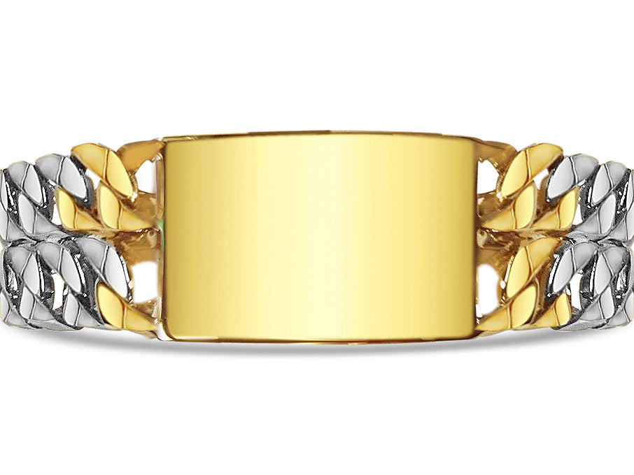 ID Curb Solid White/Yellow/Rose Gold Handmade Bracelet , 27mm, 6.5-10 Inch