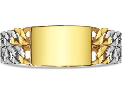 ID Curb Solid White/Yellow/Rose Gold Handmade Bracelet , 27mm, 6.5-10 Inch