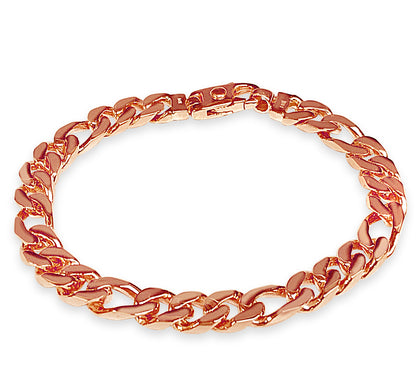 Figaro Solid White/Yellow/Rose Gold Handmade Bracelet , 8mm, 6.5-10 Inch