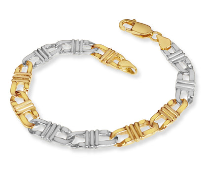 Flat Solid White/Yellow/Rose Gold Handmade Bracelet , 7mm, 6.5-10 Inch