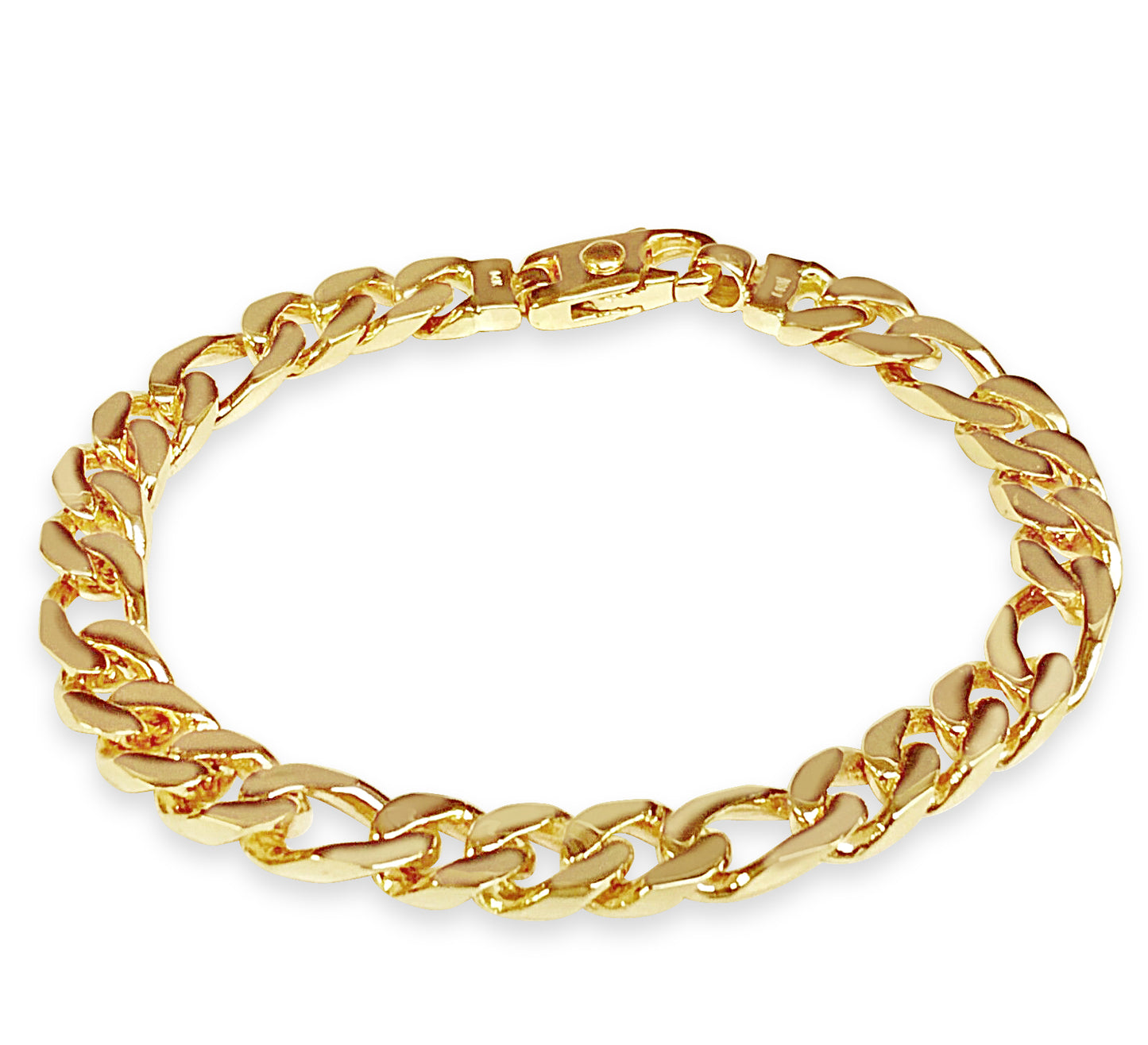 Figaro Solid White/Yellow/Rose Gold Handmade Bracelet , 8mm, 6.5-10 Inch