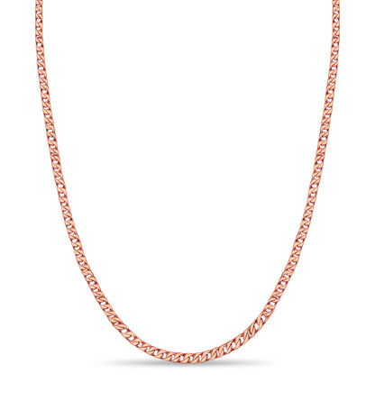 Curb Solid White/Yellow/Rose Gold Handmade Necklace , 9mm, 16-30 Inch