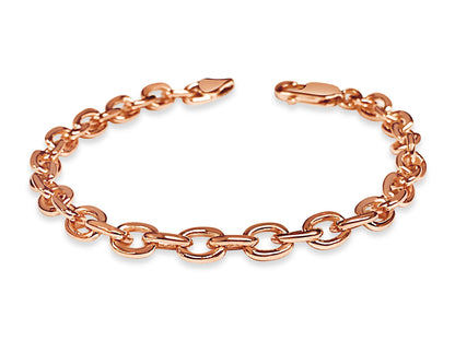 Fancy Rolo Solid White/Yellow/Rose Gold Handmade Bracelet , 5mm, 6.5-10 Inch