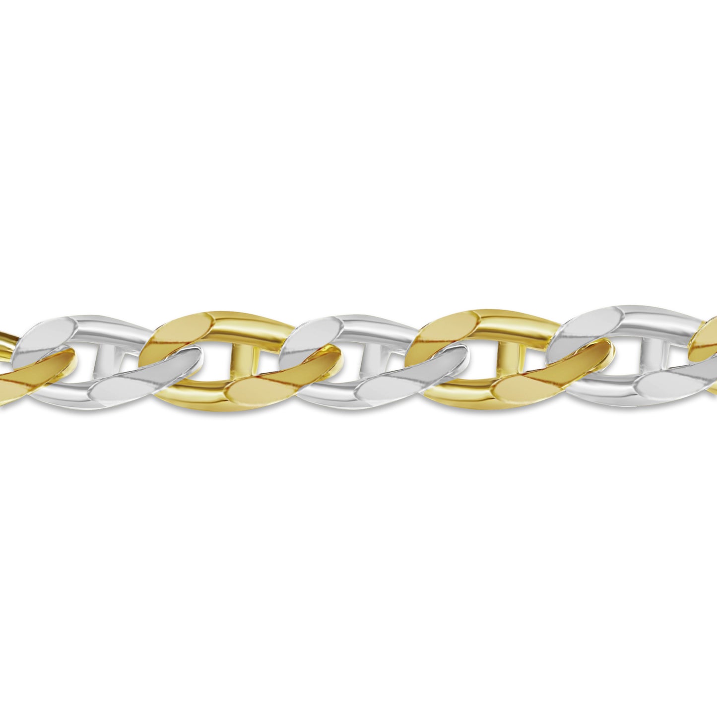 Anchor Mariner Solid White/Yellow/Rose Gold Handmade Bracelet , 15mm, 6.5-10 Inch