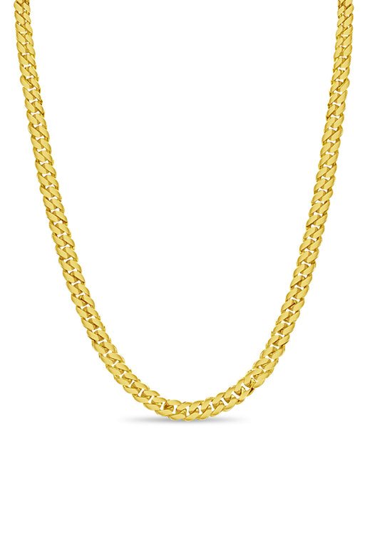 Miami Cuban Solid White/Yellow/Rose Gold Handmade Necklace , 8mm, 16-30 Inch