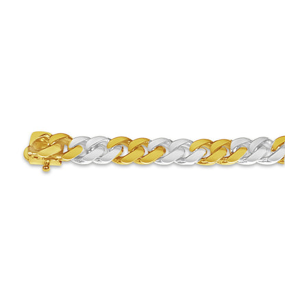 Miami Cuban Solid White/Yellow/Rose Gold Handmade Bracelet , 8mm, 6.5-10 Inch