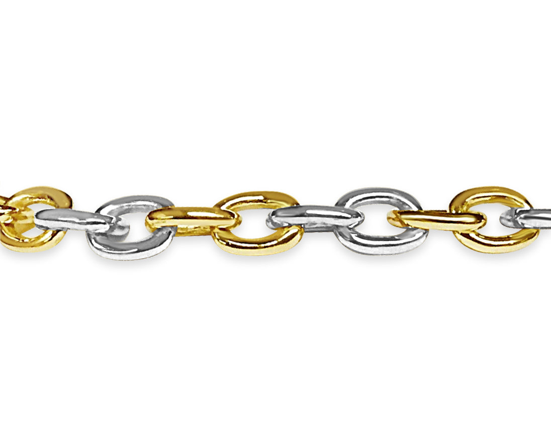 Fancy Rolo Solid White/Yellow/Rose Gold Handmade Bracelet , 5mm, 6.5-10 Inch