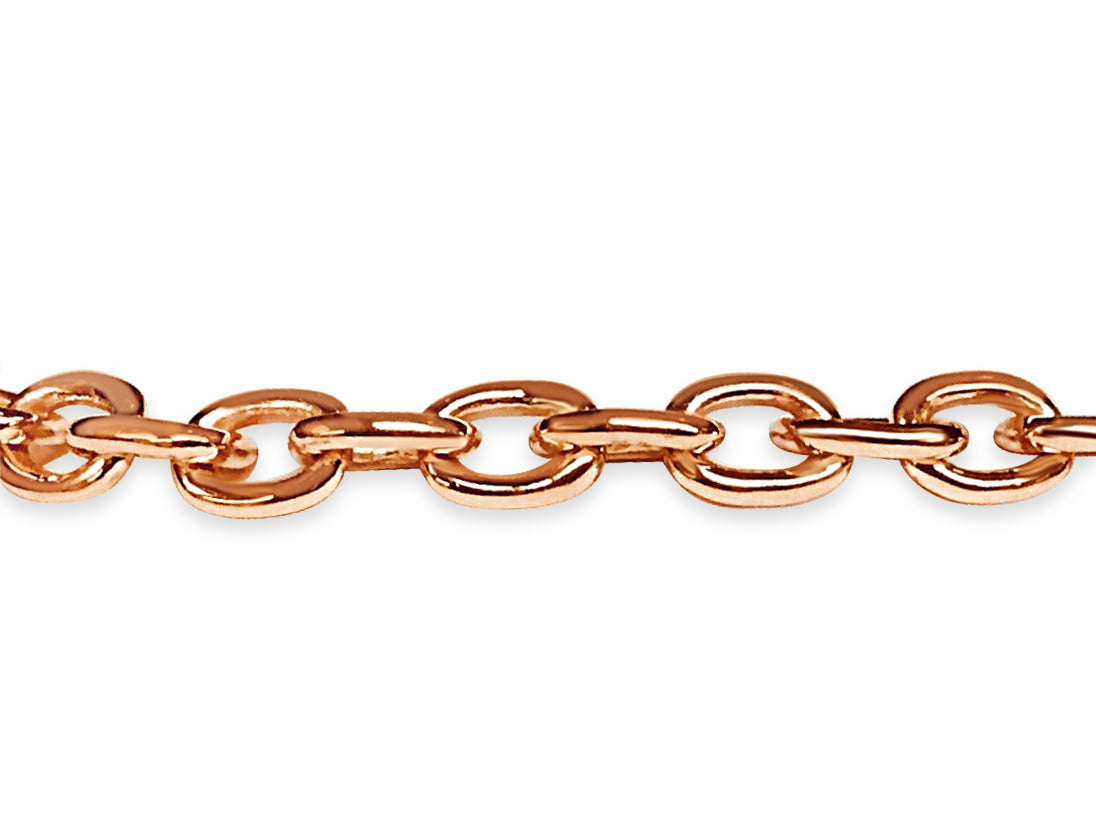 Fancy Rolo Solid White/Yellow/Rose Gold Handmade Bracelet , 5mm, 6.5-10 Inch