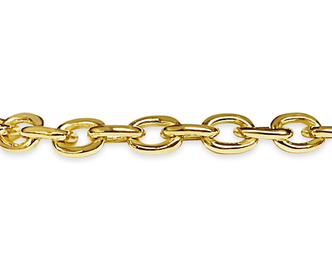 Fancy Rolo Solid White/Yellow/Rose Gold Handmade Bracelet , 5mm, 6.5-10 Inch