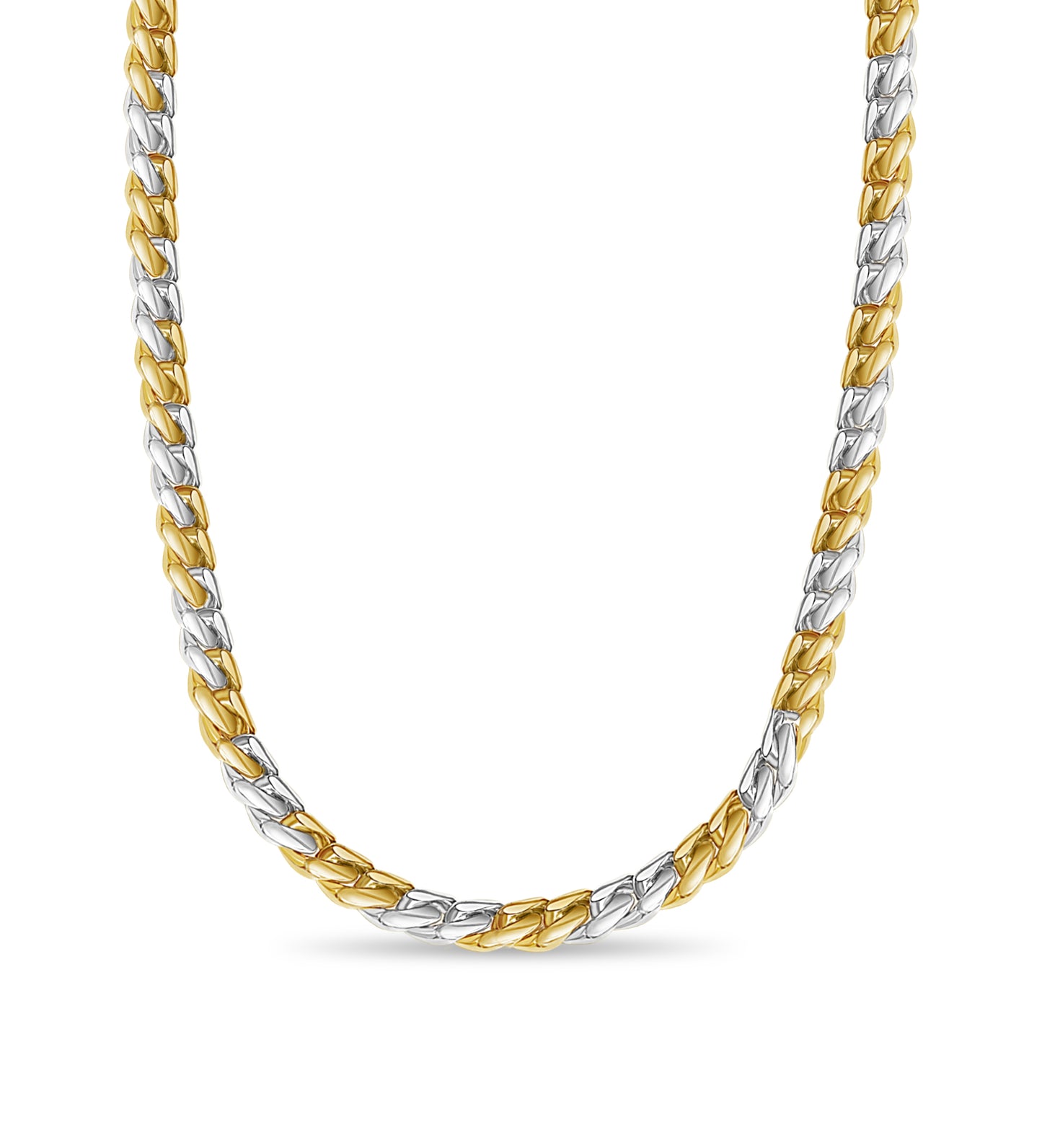 Miami Cuban Solid White/Yellow/Rose Gold Handmade Necklace , 13mm, 16-30 Inch