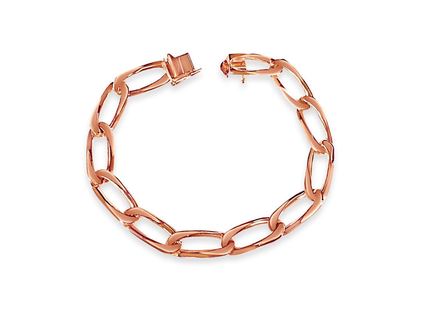 Flat Solid White/Yellow/Rose Gold Handmade Bracelet , 9mm, 6.5-10 Inch