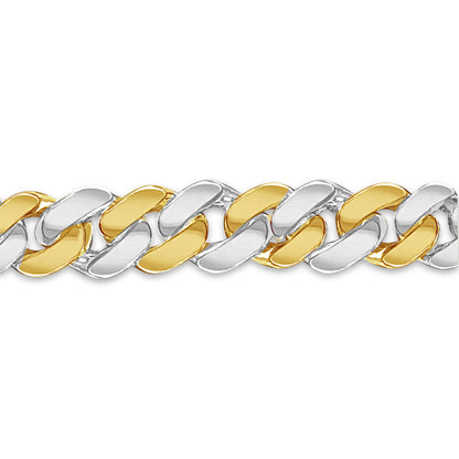 Curb Solid White/Yellow/Rose Gold Handmade Bracelet , 12mm, 6.5-10 Inch