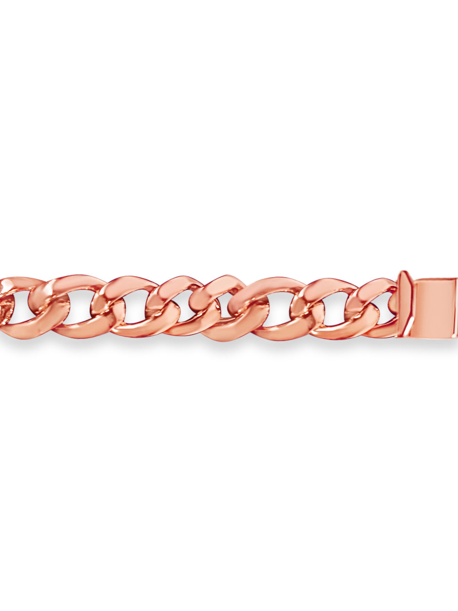 Curb Solid White/Yellow/Rose Gold Handmade Bracelet , 13mm, 6.5-10 Inch