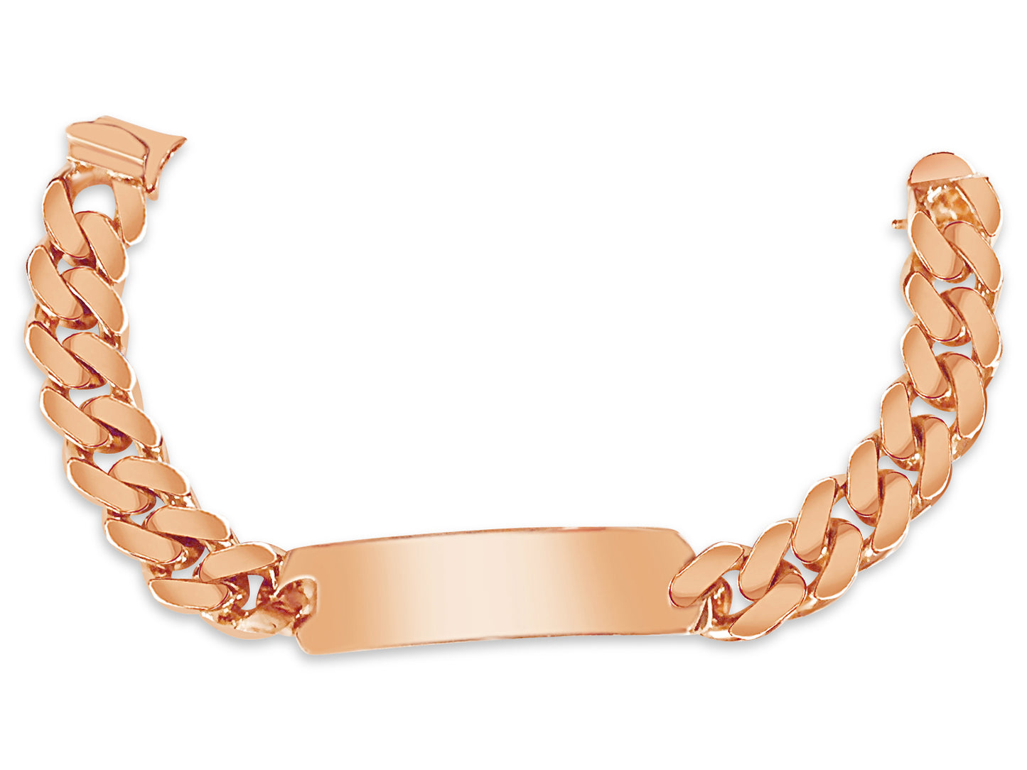 ID Curb Solid White/Yellow/Rose Gold Handmade Bracelet , 15mm, 6.5-10 Inch