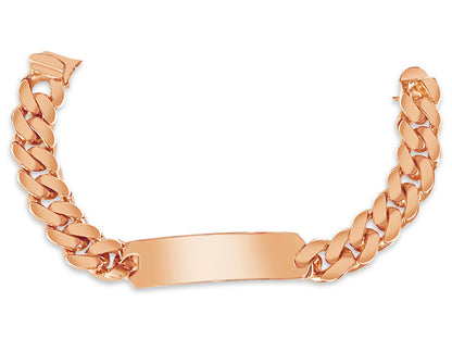 ID Curb Solid White/Yellow/Rose Gold Handmade Bracelet , 15mm, 6.5-10 Inch