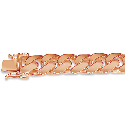 ID Curb Solid White/Yellow/Rose Gold Handmade Bracelet , 13mm, 6.5-10 Inch