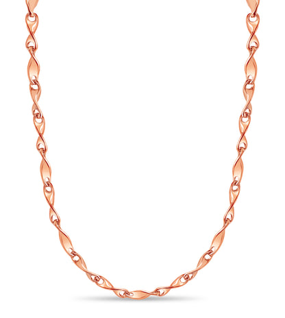 Twist Solid White/Yellow/Rose Gold Handmade Necklace , 4mm, 16-30 Inch