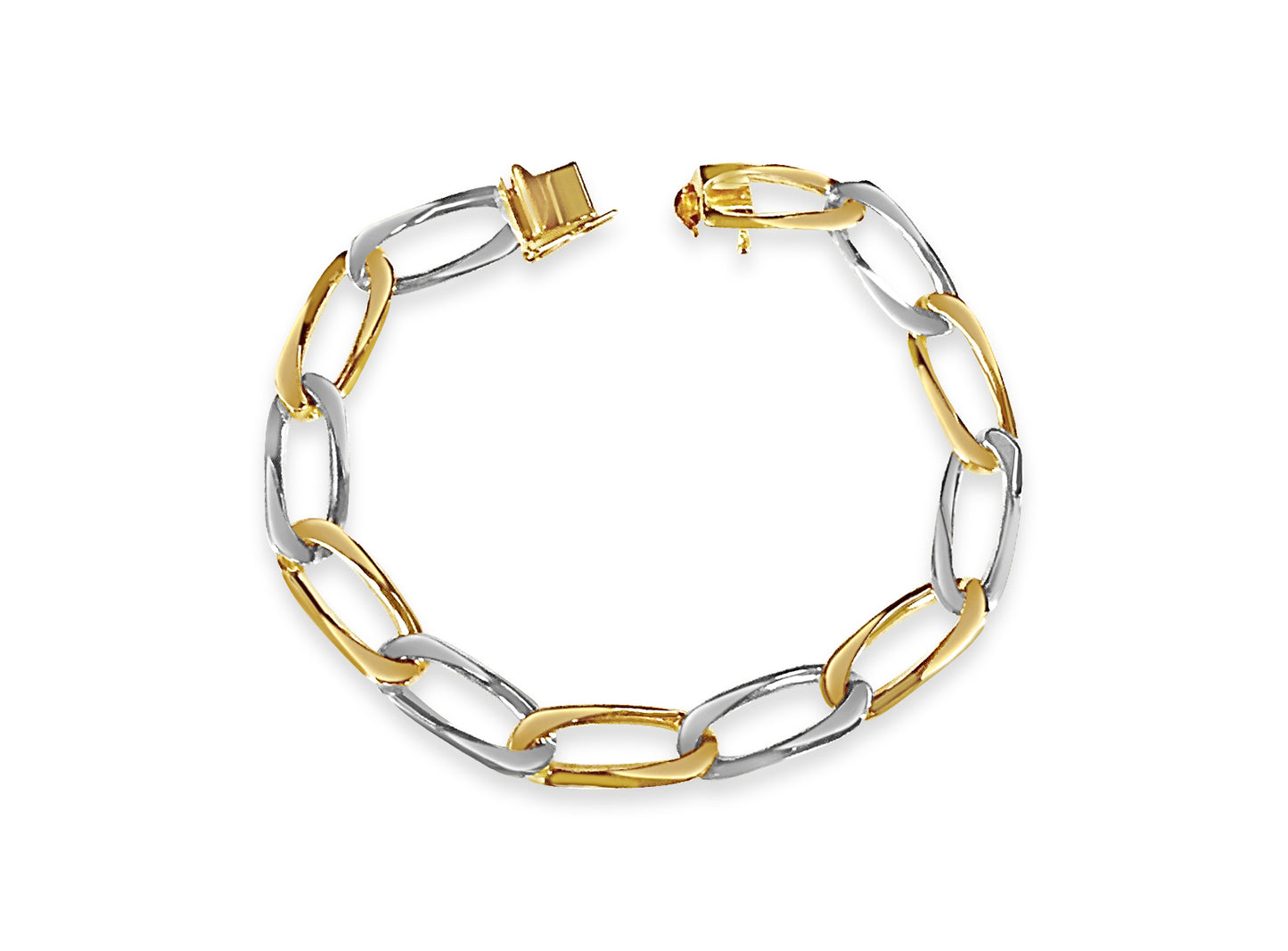 Flat Solid White/Yellow/Rose Gold Handmade Bracelet , 9mm, 6.5-10 Inch