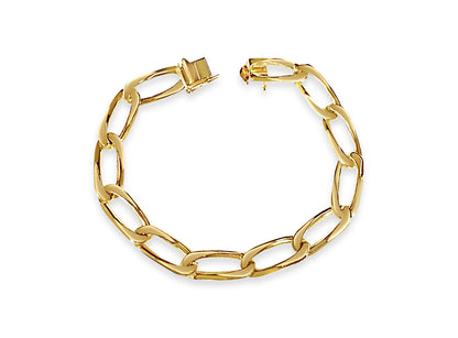 Flat Solid White/Yellow/Rose Gold Handmade Bracelet , 9mm, 6.5-10 Inch