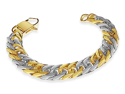 Curb Solid White/Yellow/Rose Gold Handmade Bracelet , 16mm, 6.5-10 Inch